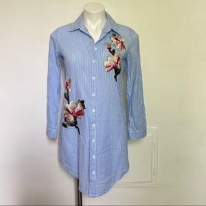 Shein Embroidered Button Down Shirt Dress